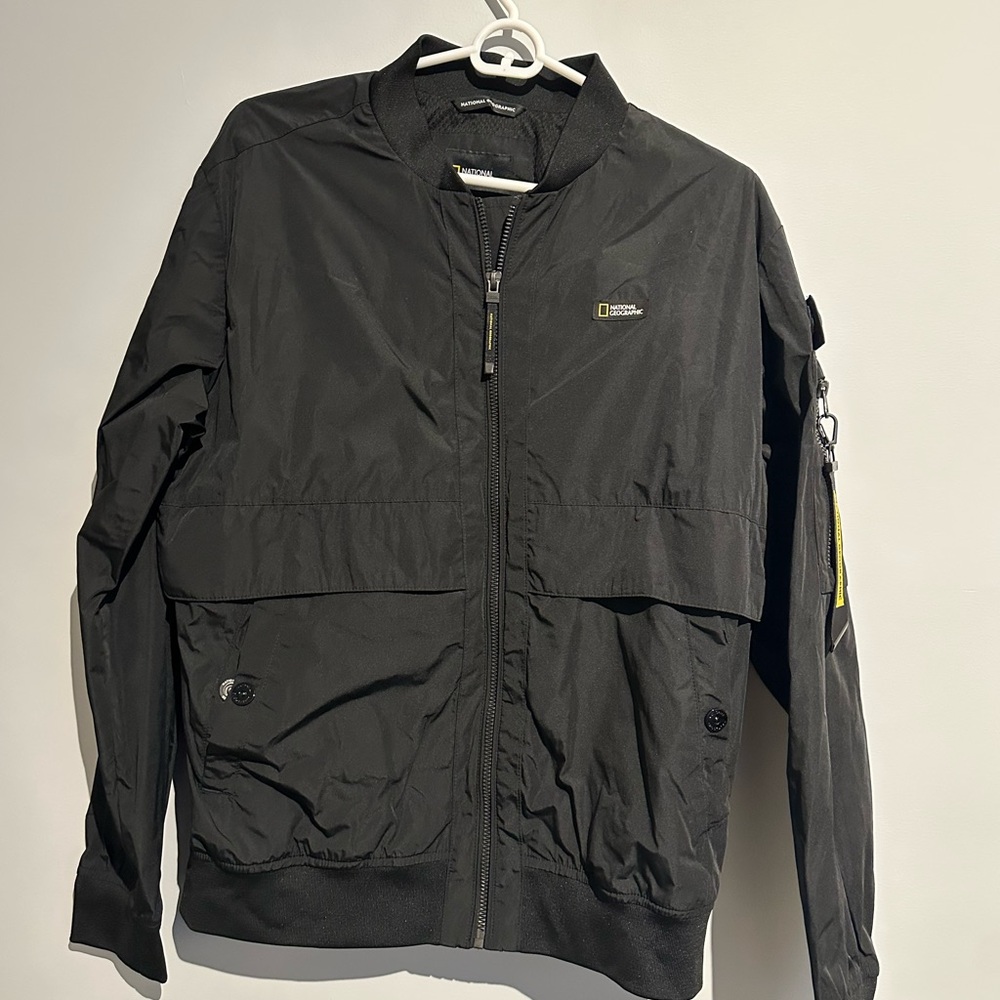 National Geographic Lightweight Black Bomber Jacket